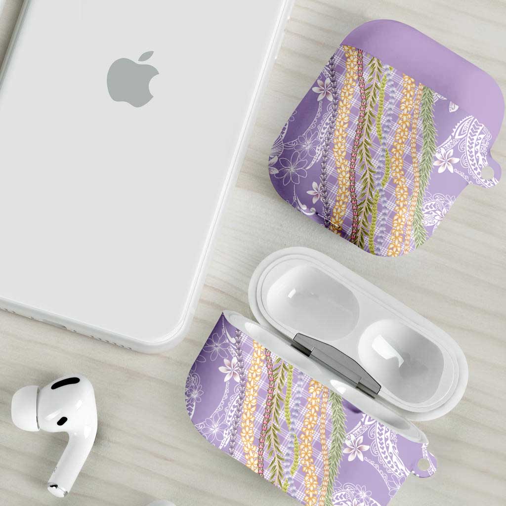 Purple Palaka Hawaii Leis AirPods Case Hawaiian-plaid Elegant Tropical Vibes - Polynesian Pride
