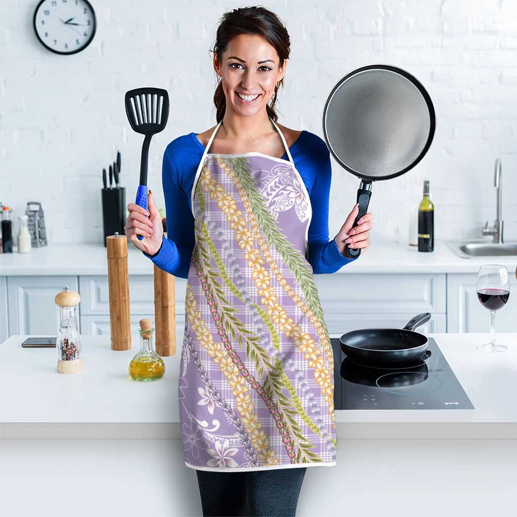 Purple Palaka Hawaii Leis Apron Hawaiian-plaid Elegant Tropical Vibes - Polynesian Pride