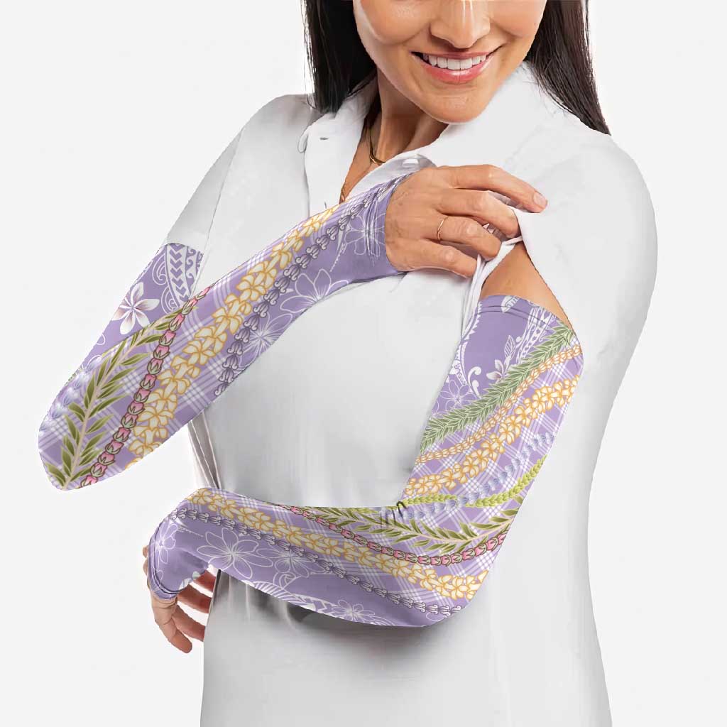 Purple Palaka Hawaii Leis Arm Sleeves Hawaiian-plaid Elegant Tropical Vibes - Polynesian Pride
