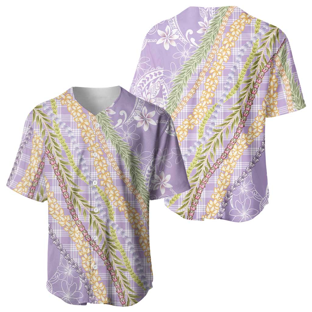 Purple Palaka Hawaii Leis Baseball Jersey Hawaiian-plaid Elegant Tropical Vibes - Polynesian Pride
