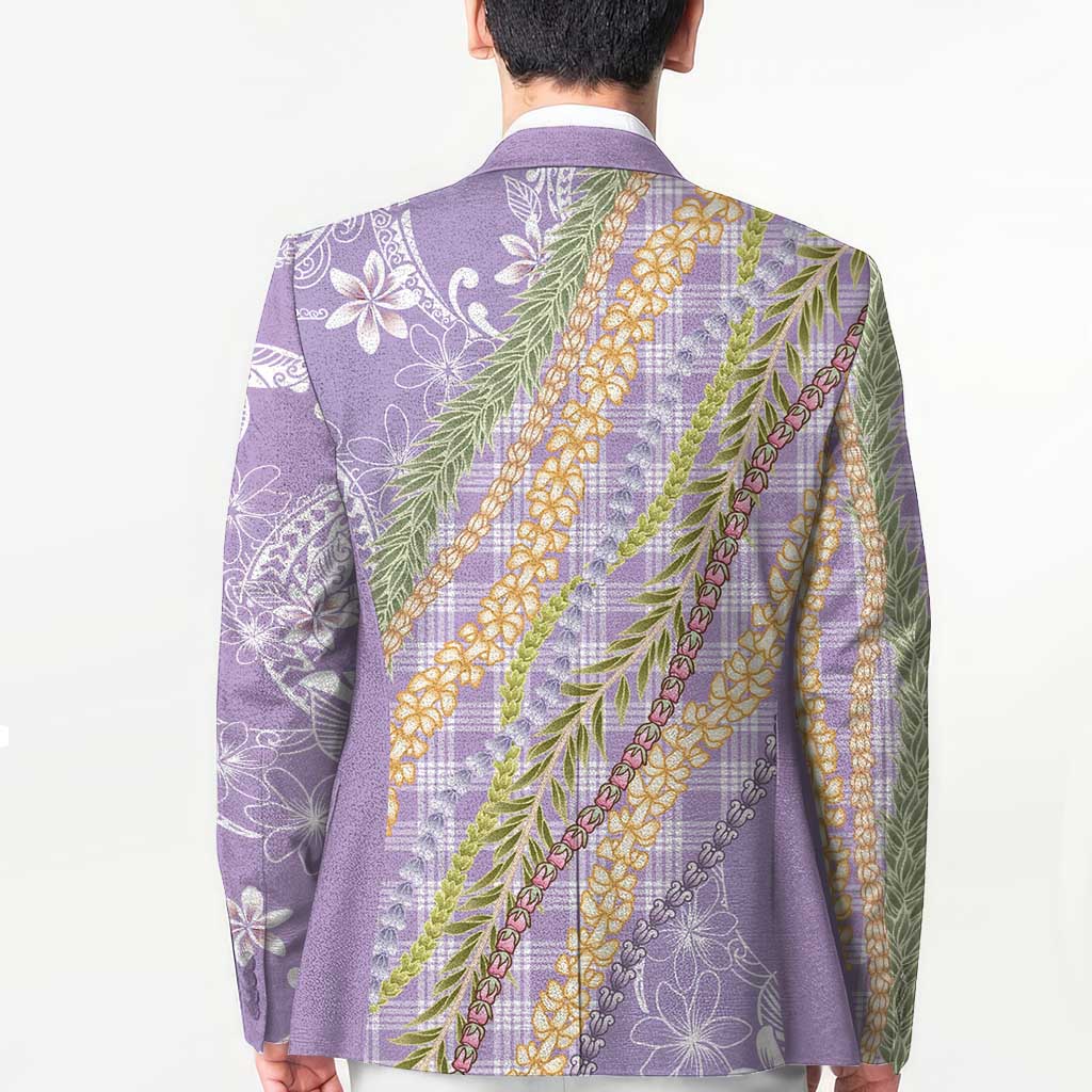 Purple Palaka Hawaii Leis Blazer Hawaiian-plaid Elegant Tropical Vibes - Polynesian Pride