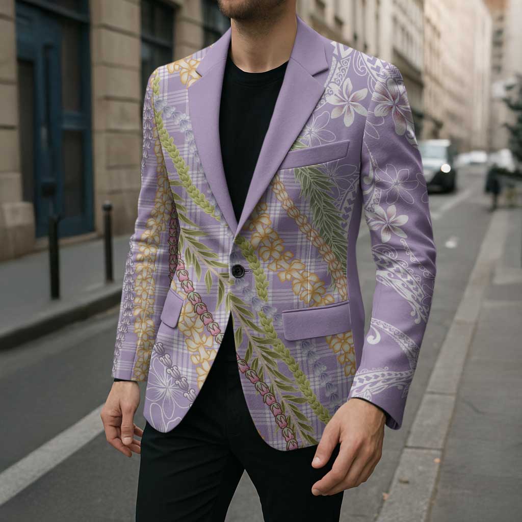 Purple Palaka Hawaii Leis Blazer Hawaiian-plaid Elegant Tropical Vibes - Polynesian Pride