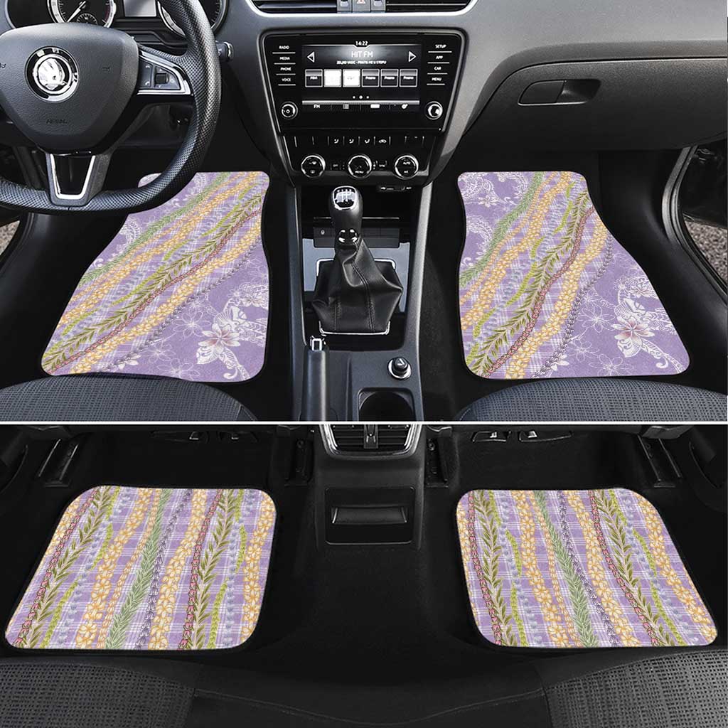 Purple Palaka Hawaii Leis Car Mats Hawaiian-plaid Elegant Tropical Vibes LT14 Set 4pcs Purple - Polynesian Pride