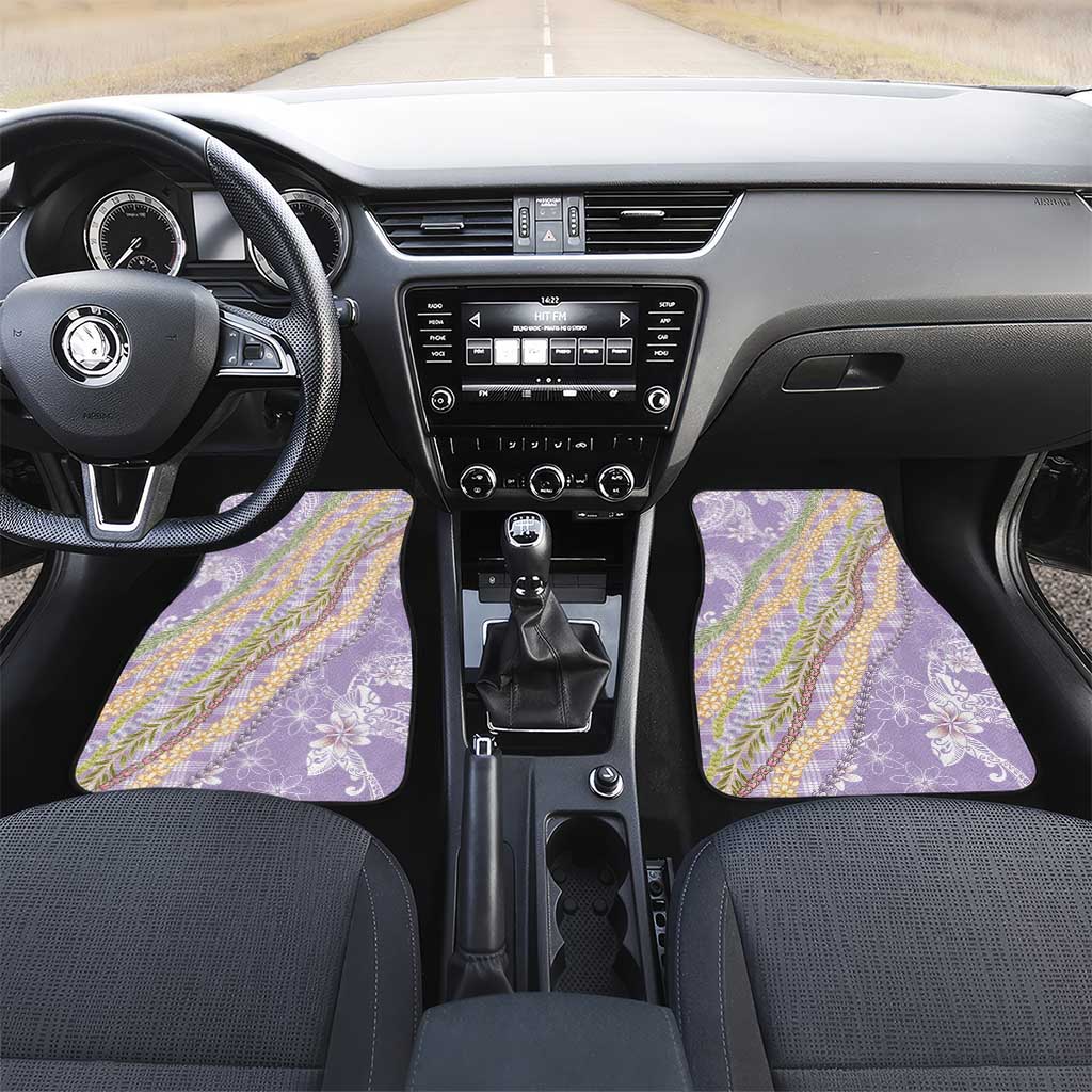 Purple Palaka Hawaii Leis Car Mats Hawaiian-plaid Elegant Tropical Vibes LT14 Set 2pcs - Front Purple - Polynesian Pride