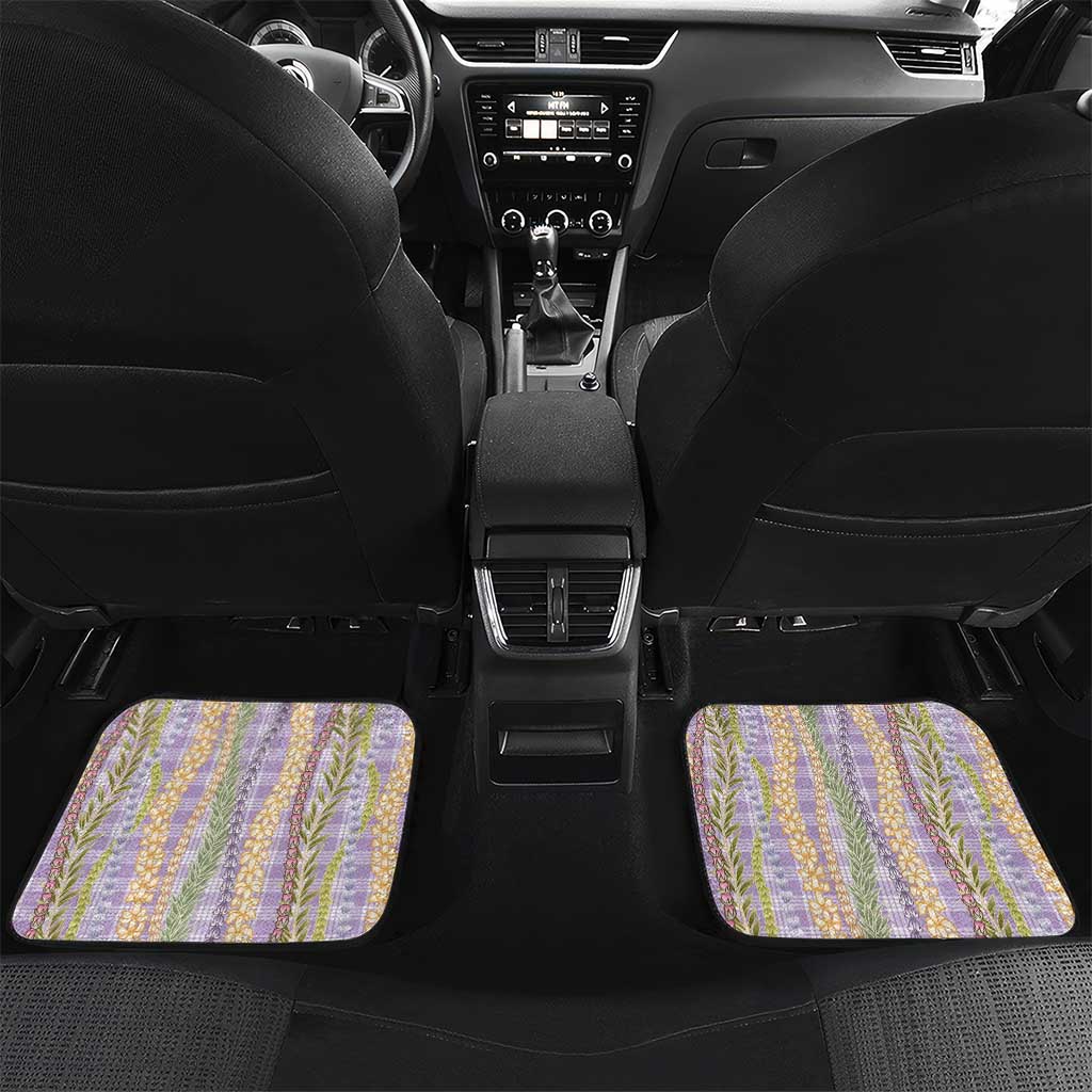 Purple Palaka Hawaii Leis Car Mats Hawaiian-plaid Elegant Tropical Vibes LT14 Set 2pcs - Back Purple - Polynesian Pride