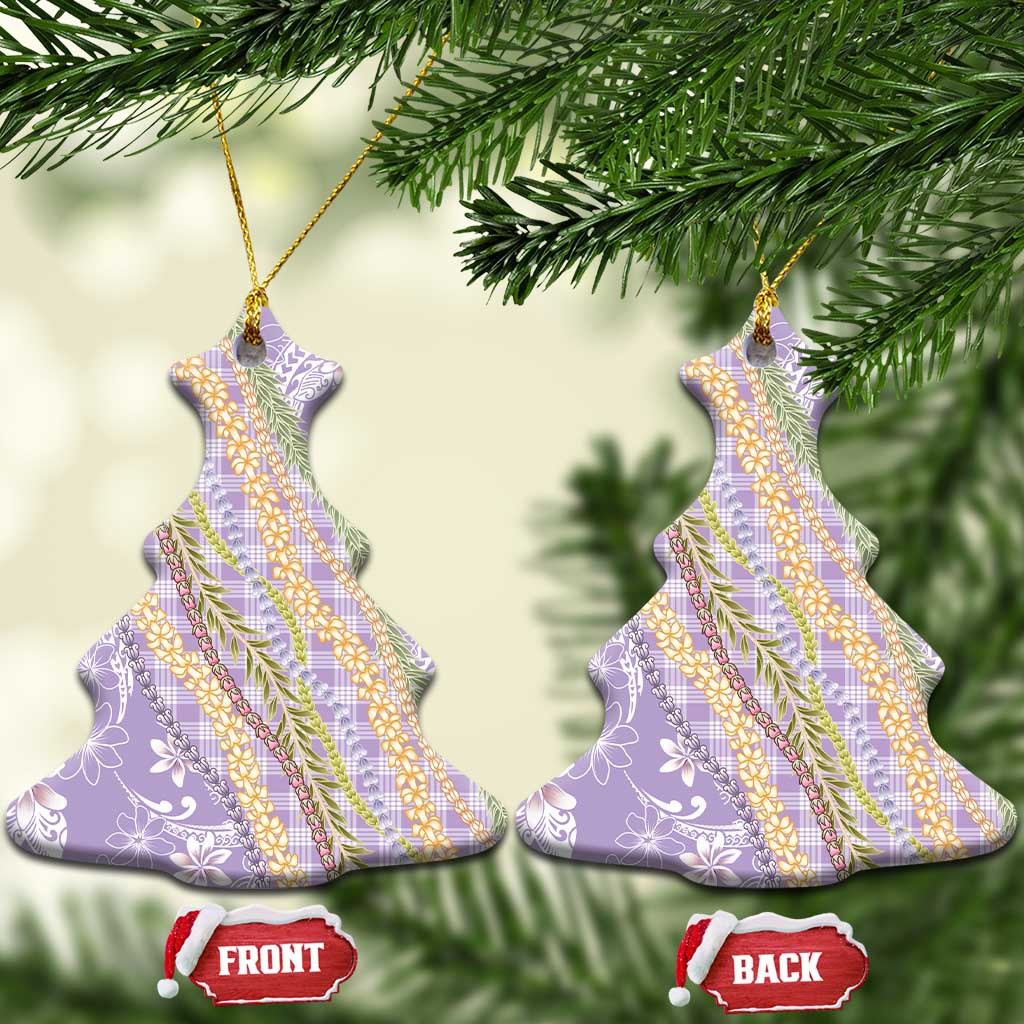 Purple Palaka Hawaii Leis Ceramic Ornament Hawaiian-plaid Elegant Tropical Vibes - Polynesian Pride
