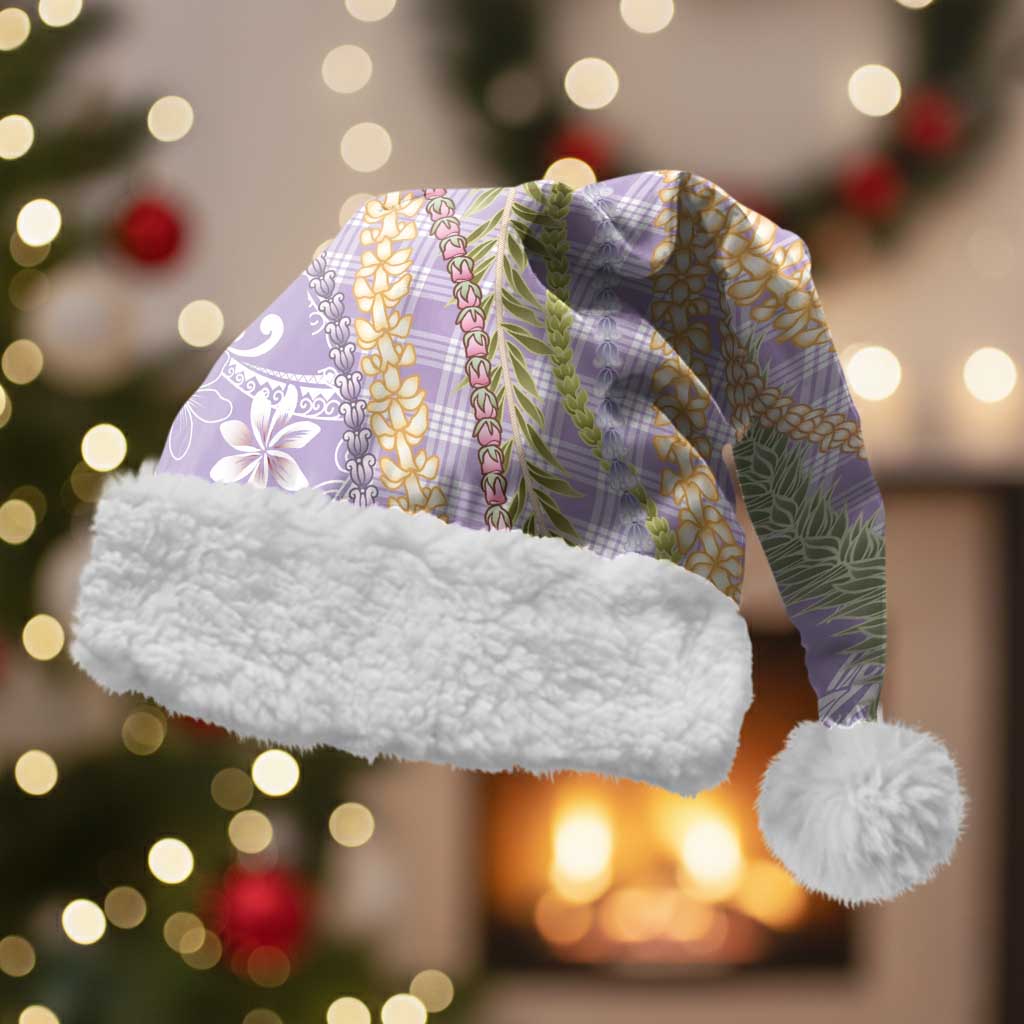 Purple Palaka Hawaii Leis Christmas Santa Hat Hawaiian-plaid Elegant Tropical Vibes - Polynesian Pride