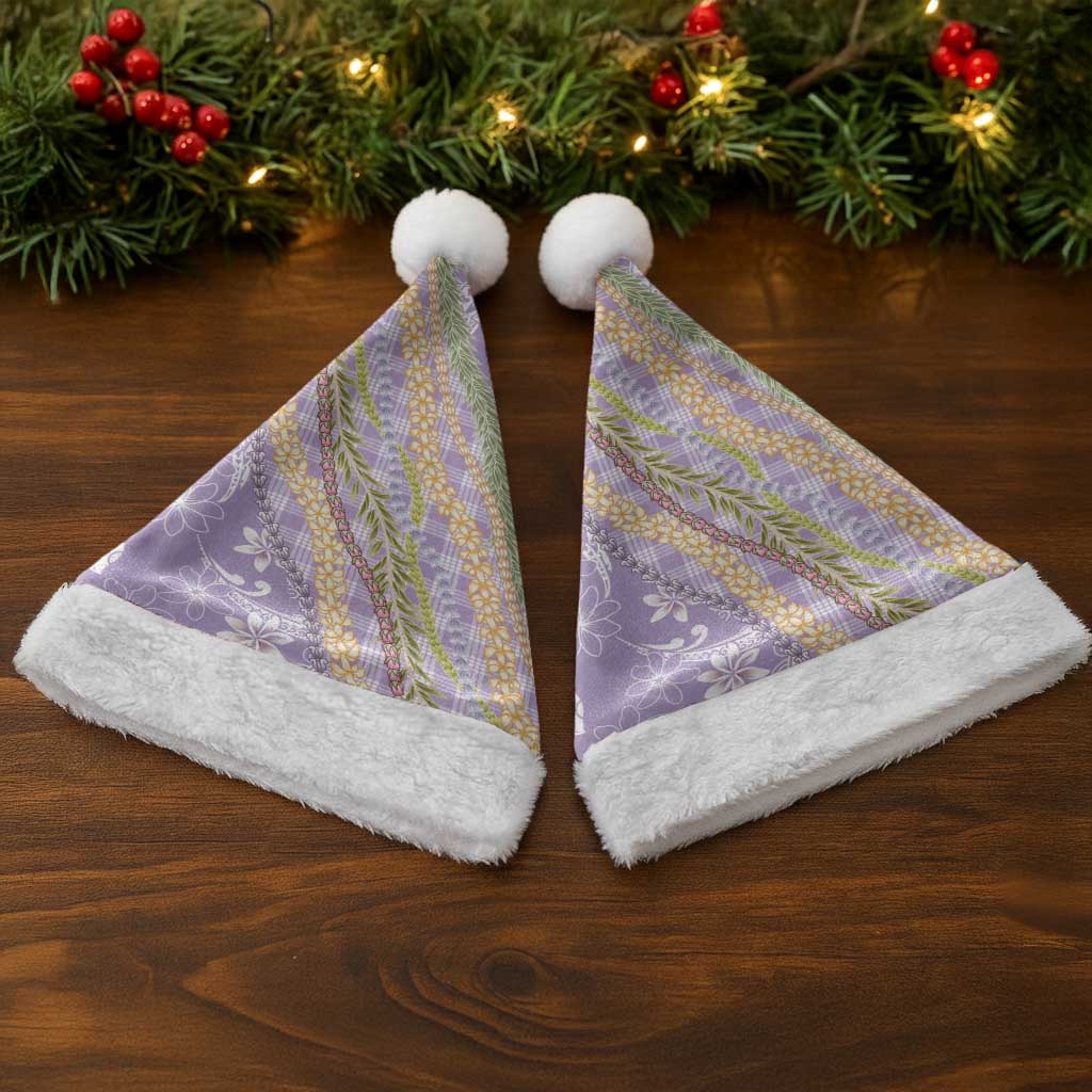 Purple Palaka Hawaii Leis Christmas Santa Hat Hawaiian-plaid Elegant Tropical Vibes - Polynesian Pride