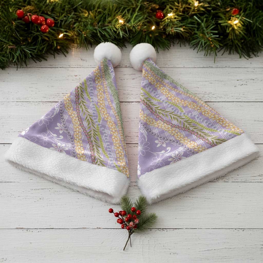 Purple Palaka Hawaii Leis Christmas Santa Hat Hawaiian-plaid Elegant Tropical Vibes - Polynesian Pride