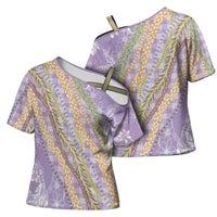 Purple Palaka Hawaii Leis Cross Shoulder Shirt Hawaiian-plaid Elegant Tropical Vibes - Polynesian Pride