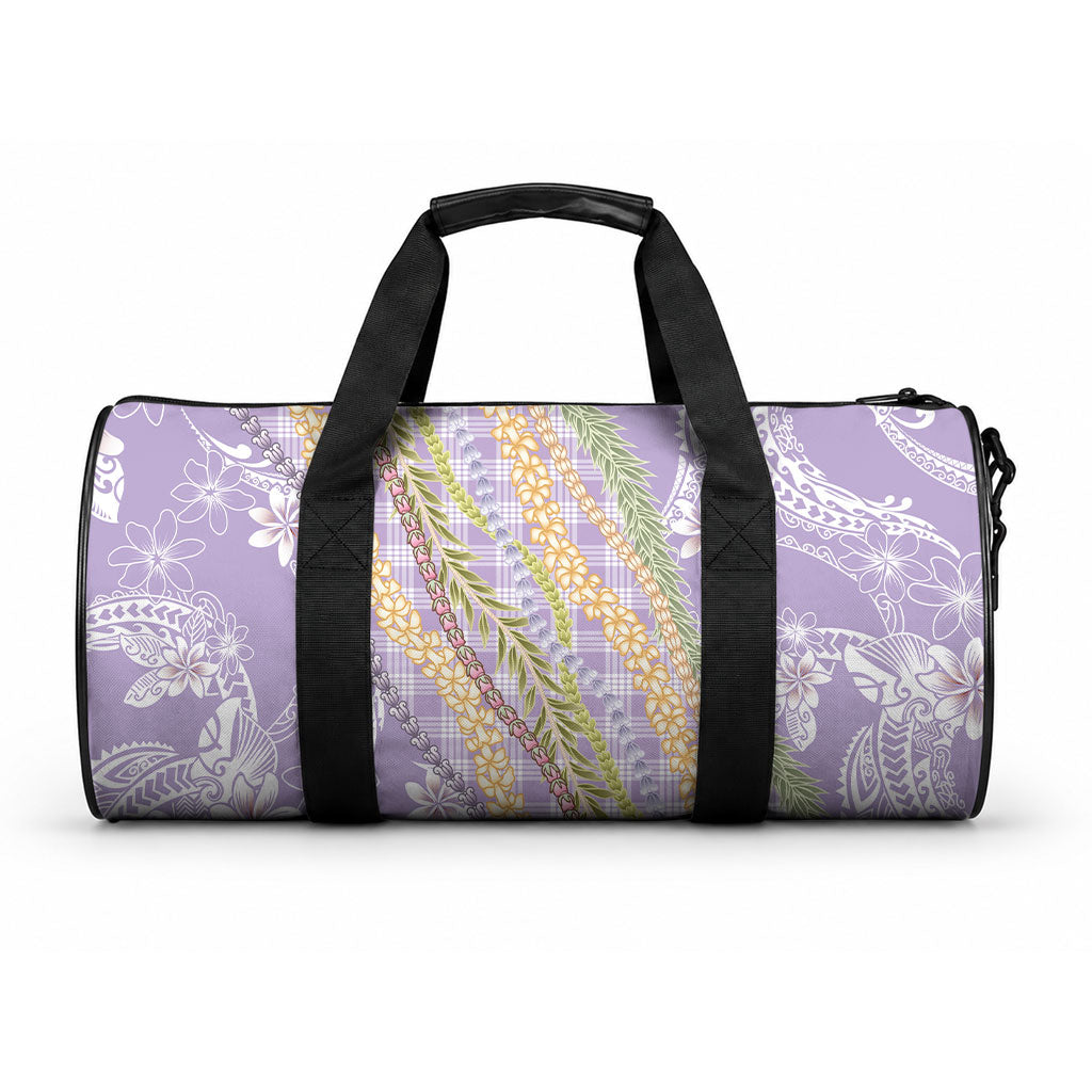 Purple Palaka Hawaii Leis Duffle Bag Hawaiian-plaid Elegant Tropical Vibes