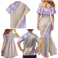 Purple Palaka Hawaii Leis Family Matching Mermaid Dress and Hawaiian Shirt Hawaiian-plaid Elegant Tropical Vibes LT14 - Polynesian Pride