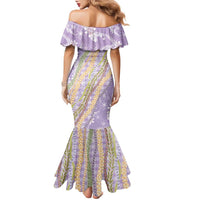 Purple Palaka Hawaii Leis Family Matching Mermaid Dress and Hawaiian Shirt Hawaiian-plaid Elegant Tropical Vibes LT14 - Polynesian Pride