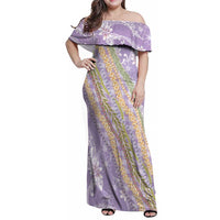 Purple Palaka Hawaii Leis Family Matching Off Shoulder Maxi Dress and Hawaiian Shirt Hawaiian-plaid Elegant Tropical Vibes LT14 Mom's Dress Purple - Polynesian Pride