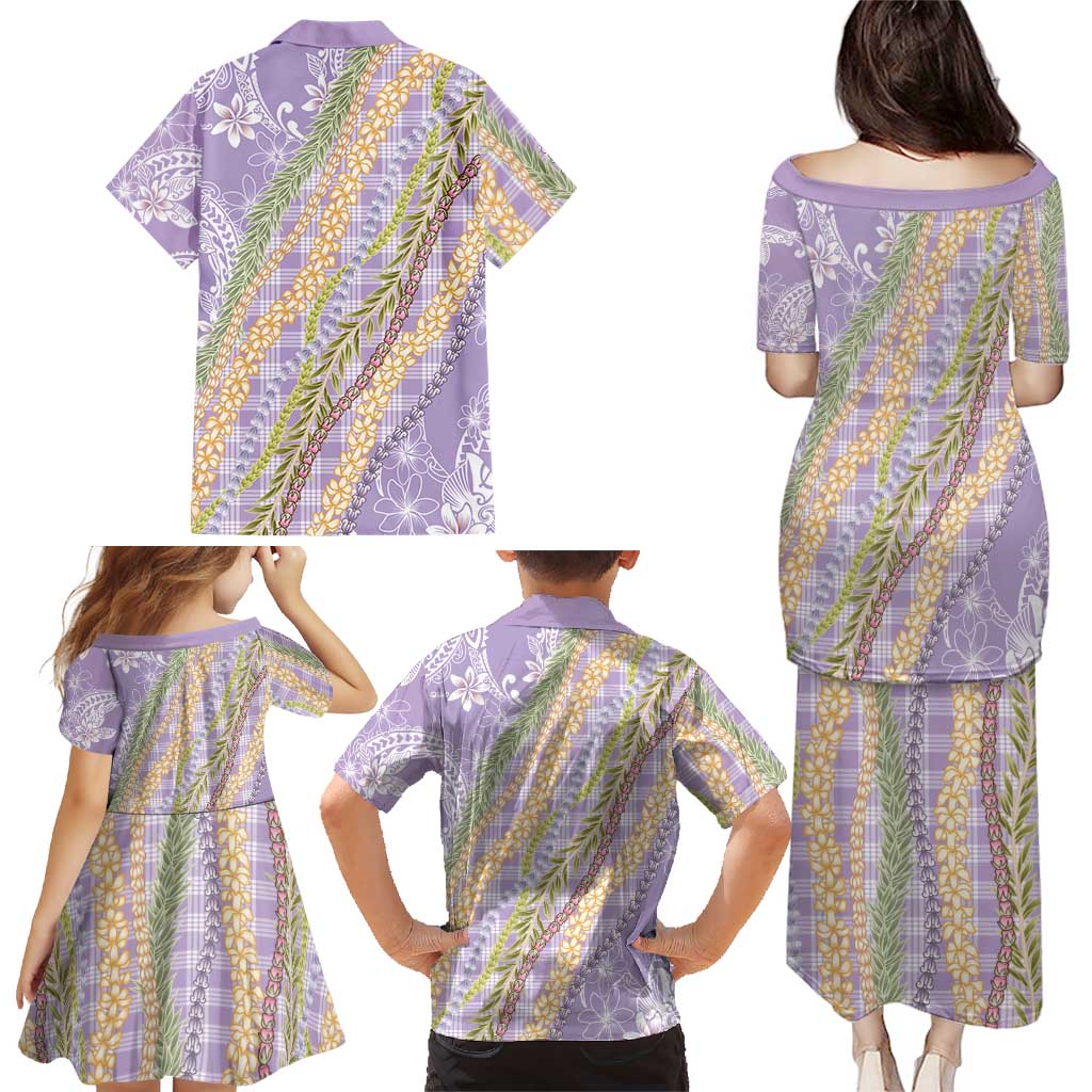 Purple Palaka Hawaii Leis Family Matching Puletasi and Hawaiian Shirt Hawaiian-plaid Elegant Tropical Vibes LT14 - Polynesian Pride