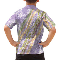 Purple Palaka Hawaii Leis Family Matching Short Sleeve Bodycon Dress and Hawaiian Shirt Hawaiian-plaid Elegant Tropical Vibes LT14 - Polynesian Pride