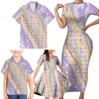 Purple Palaka Hawaii Leis Family Matching Short Sleeve Bodycon Dress and Hawaiian Shirt Hawaiian-plaid Elegant Tropical Vibes LT14 - Polynesian Pride