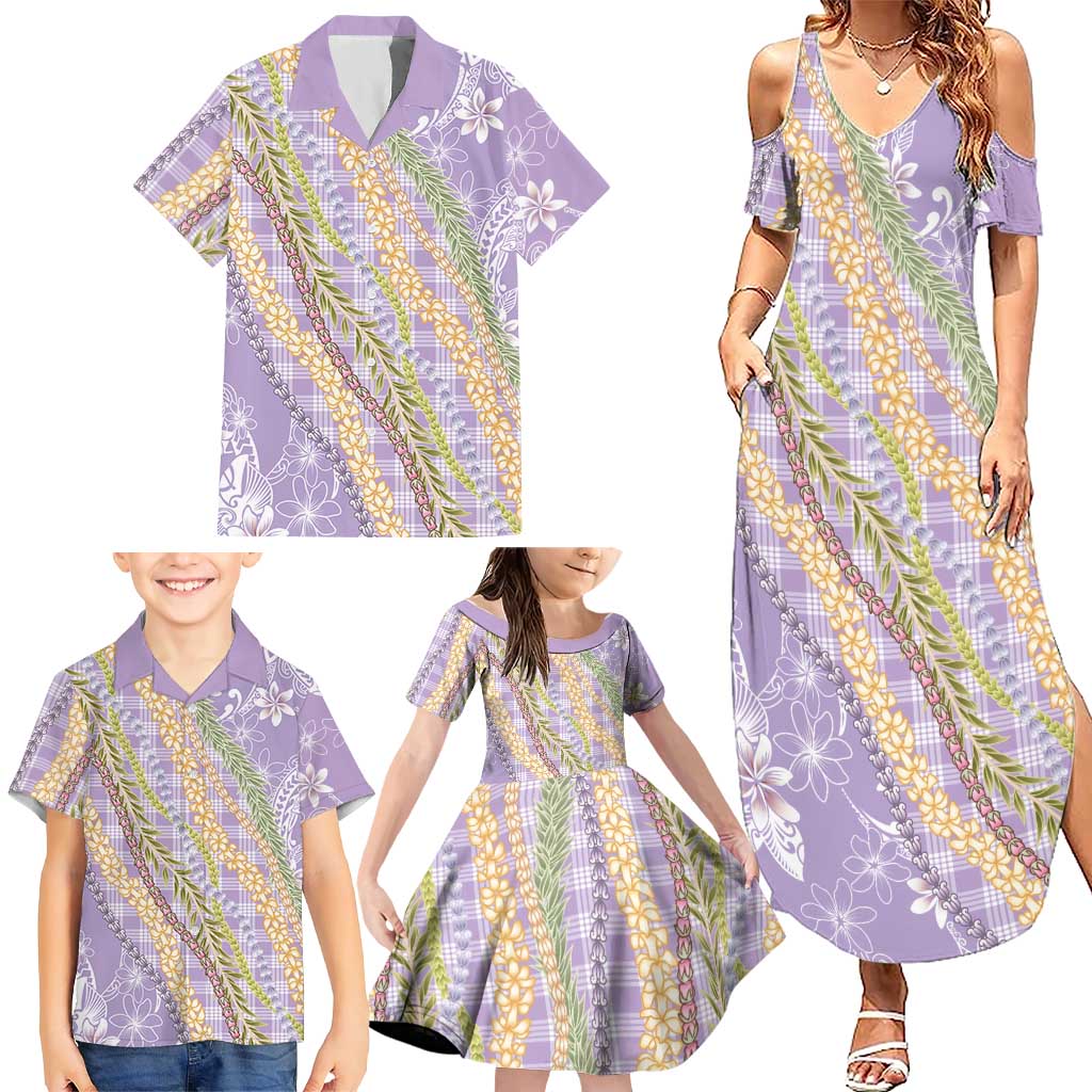 Purple Palaka Hawaii Leis Family Matching Summer Maxi Dress and Hawaiian Shirt Hawaiian-plaid Elegant Tropical Vibes LT14 - Polynesian Pride