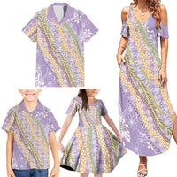 Purple Palaka Hawaii Leis Family Matching Summer Maxi Dress and Hawaiian Shirt Hawaiian-plaid Elegant Tropical Vibes LT14 - Polynesian Pride