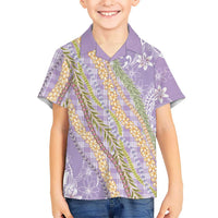 Purple Palaka Hawaii Leis Family Matching Summer Maxi Dress and Hawaiian Shirt Hawaiian-plaid Elegant Tropical Vibes LT14 Son's Shirt Purple - Polynesian Pride