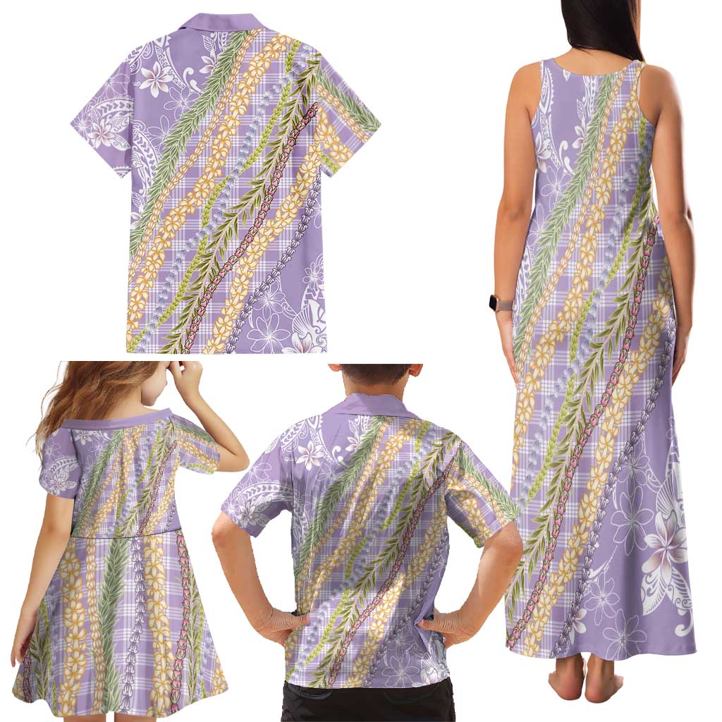 Purple Palaka Hawaii Leis Family Matching Tank Maxi Dress and Hawaiian Shirt Hawaiian-plaid Elegant Tropical Vibes LT14 - Polynesian Pride