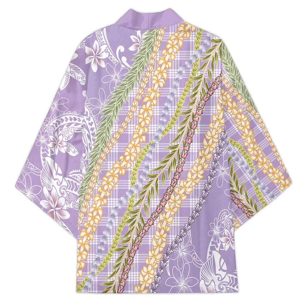 Purple Palaka Hawaii Leis Kimono Hawaiian-plaid Elegant Tropical Vibes LT14 - Polynesian Pride