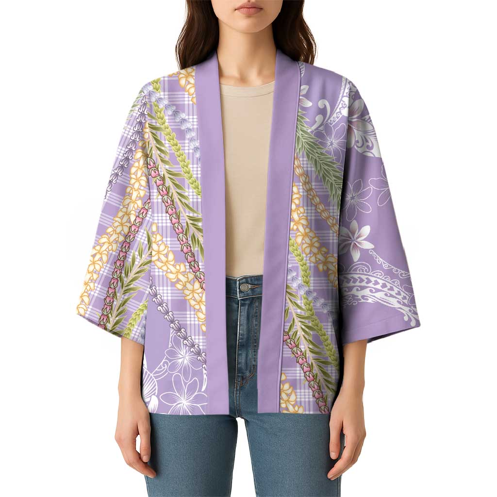 Purple Palaka Hawaii Leis Kimono Hawaiian-plaid Elegant Tropical Vibes LT14 - Polynesian Pride