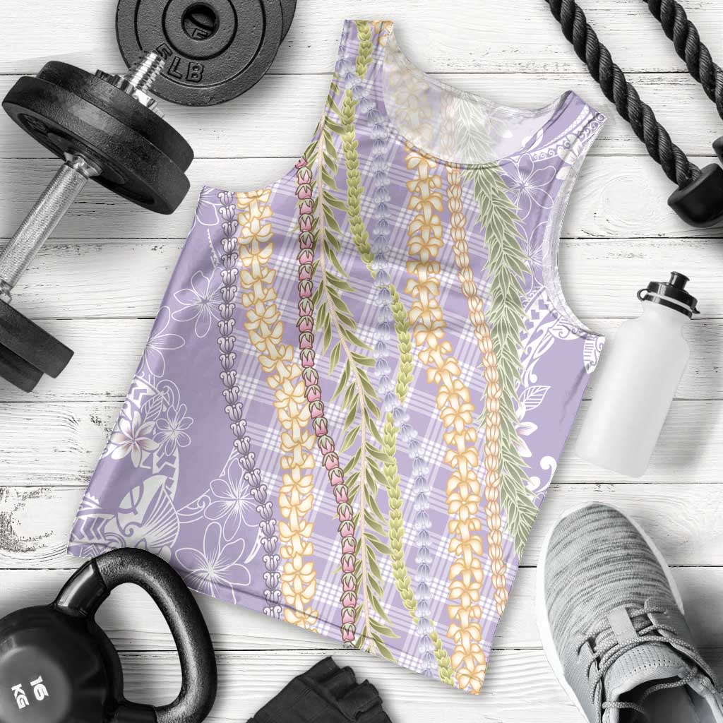 Purple Palaka Hawaii Leis Men Tank Top Hawaiian-plaid Elegant Tropical Vibes - Polynesian Pride