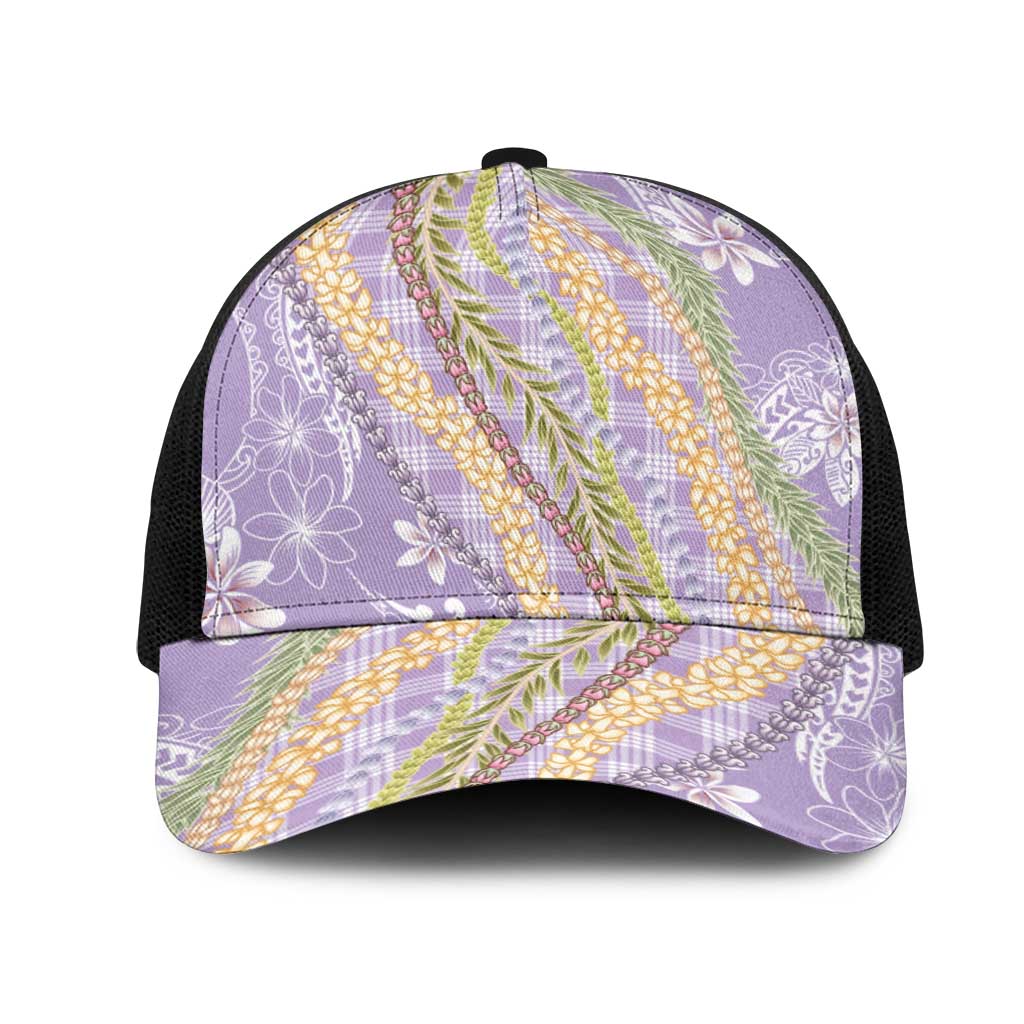 Purple Palaka Hawaii Leis Mesh Trucker Cap Hawaiian-plaid Elegant Tropical Vibes - Polynesian Pride
