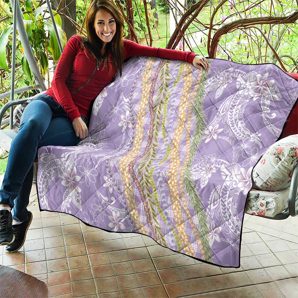 Purple Palaka Hawaii Leis Quilt Hawaiian-plaid Elegant Tropical Vibes - Polynesian Pride
