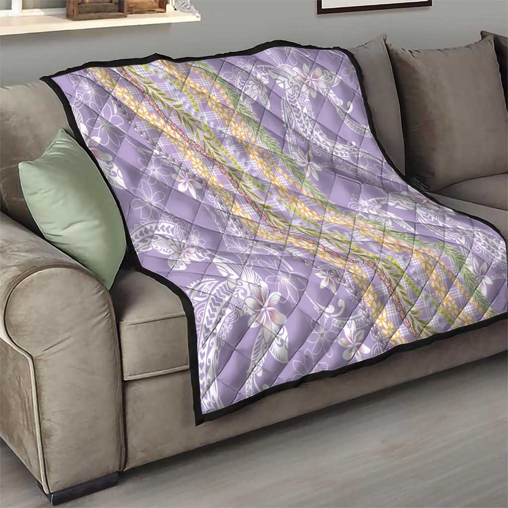 Purple Palaka Hawaii Leis Quilt Hawaiian-plaid Elegant Tropical Vibes - Polynesian Pride