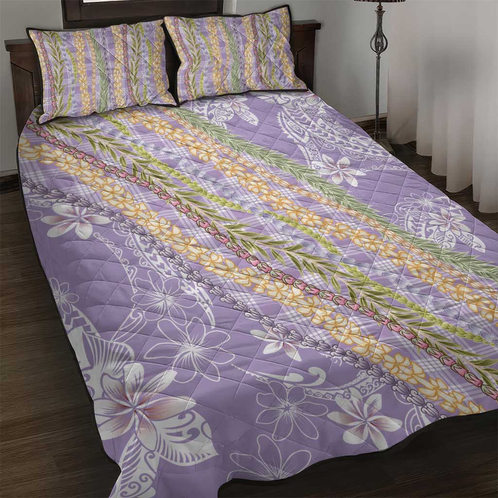 Purple Palaka Hawaii Leis Quilt Bed Set Hawaiian-plaid Elegant Tropical Vibes LT14 Purple - Polynesian Pride