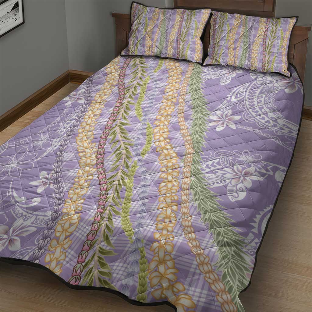 Purple Palaka Hawaii Leis Quilt Bed Set Hawaiian-plaid Elegant Tropical Vibes LT14 - Polynesian Pride
