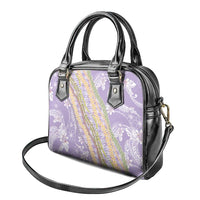 Purple Palaka Hawaii Leis Shoulder Handbag Hawaiian-plaid Elegant Tropical Vibes - Polynesian Pride