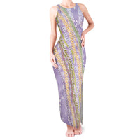 Purple Palaka Hawaii Leis Tank Maxi Dress Hawaiian-plaid Elegant Tropical Vibes - Polynesian Pride