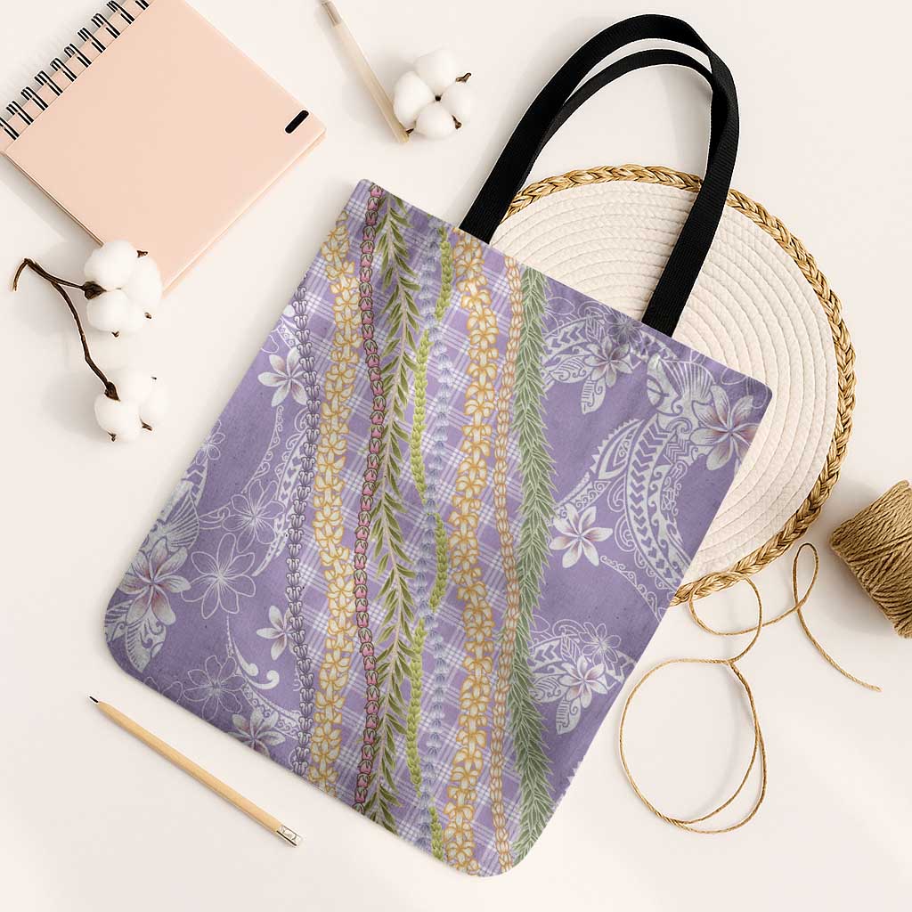 Purple Palaka Hawaii Leis Tote Bag Hawaiian-plaid Elegant Tropical Vibes - Polynesian Pride