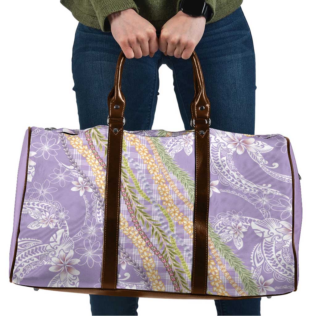 Purple Palaka Hawaii Leis Travel Bag Hawaiian-plaid Elegant Tropical Vibes - Polynesian Pride