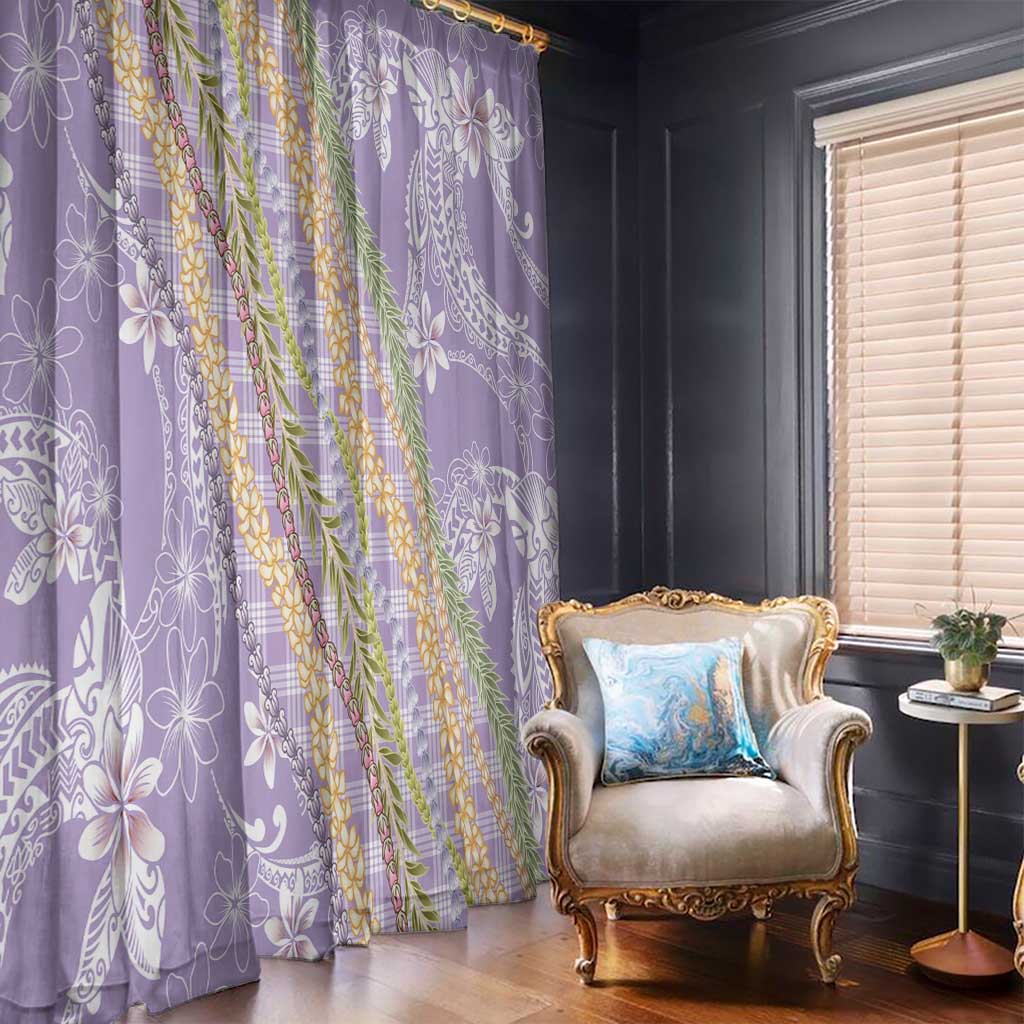 Purple Palaka Hawaii Leis Window Curtain Hawaiian-plaid Elegant Tropical Vibes - Polynesian Pride