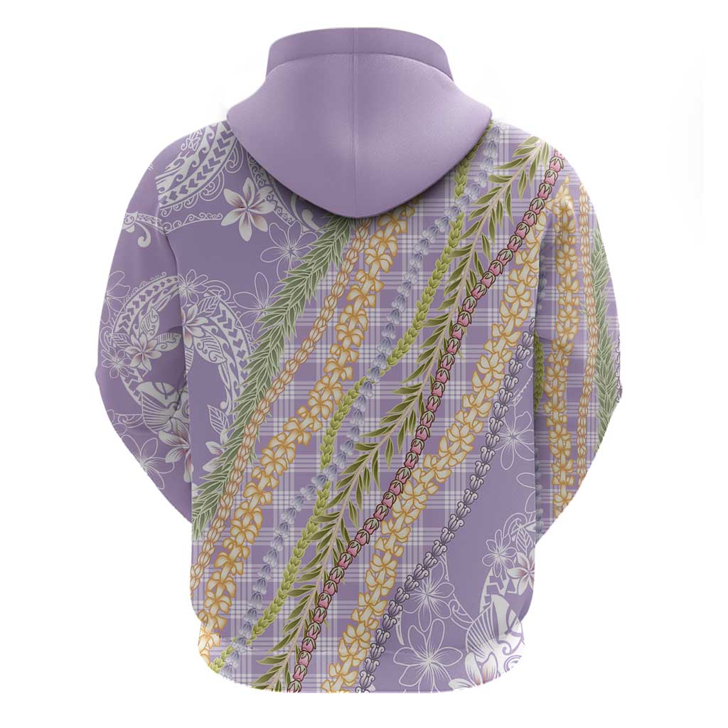 Purple Palaka Hawaii Leis Zip Hoodie Hawaiian-plaid Elegant Tropical Vibes LT14 - Polynesian Pride