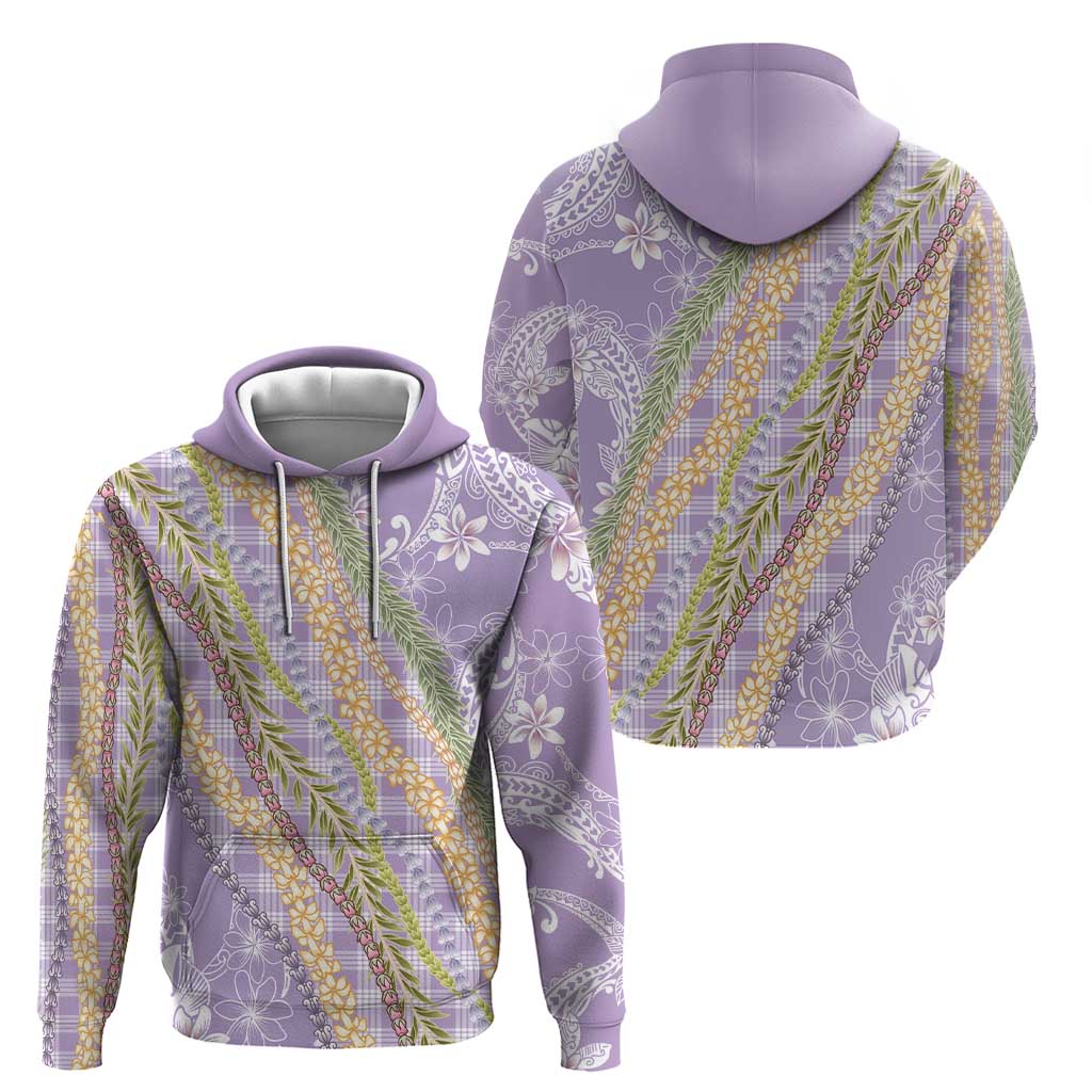 Purple Palaka Hawaii Leis Zip Hoodie Hawaiian-plaid Elegant Tropical Vibes LT14 - Polynesian Pride