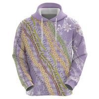 Purple Palaka Hawaii Leis Zip Hoodie Hawaiian-plaid Elegant Tropical Vibes LT14 - Polynesian Pride
