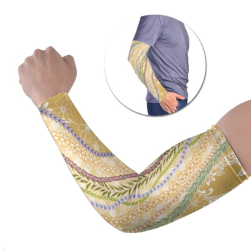 Yellow Palaka Hawaii Leis Arm Sleeves Hawaiian-plaid Elegant Tropical Vibes - Polynesian Pride