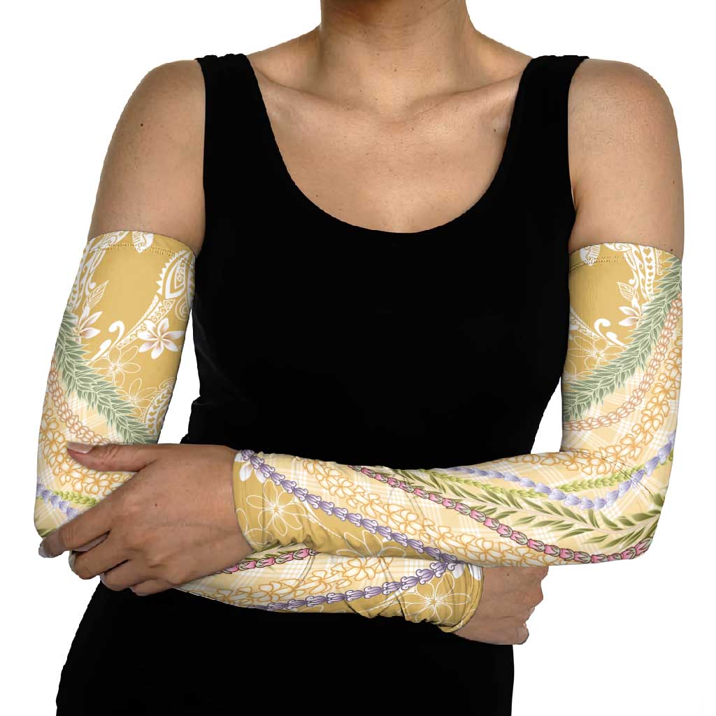 Yellow Palaka Hawaii Leis Arm Sleeves Hawaiian-plaid Elegant Tropical Vibes LT14 - Polynesian Pride