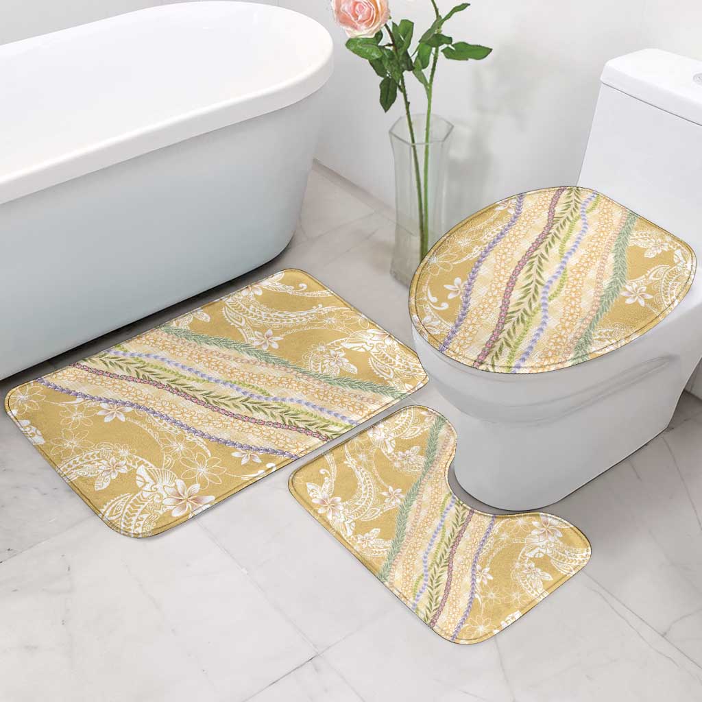 Yellow Palaka Hawaii Leis Bathroom Set Hawaiian-plaid Elegant Tropical Vibes - Polynesian Pride
