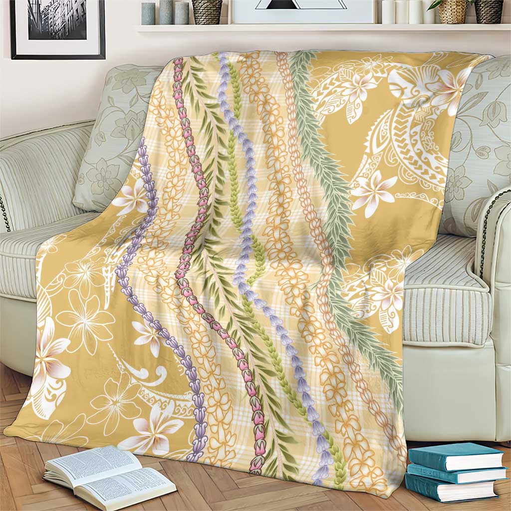 Yellow Palaka Hawaii Leis Blanket Hawaiian-plaid Elegant Tropical Vibes - Polynesian Pride