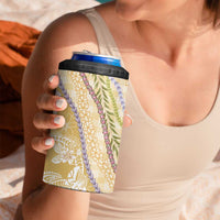 Yellow Palaka Hawaii Leis 4 in 1 Can Cooler Tumbler Hawaiian-plaid Elegant Tropical Vibes - Polynesian Pride