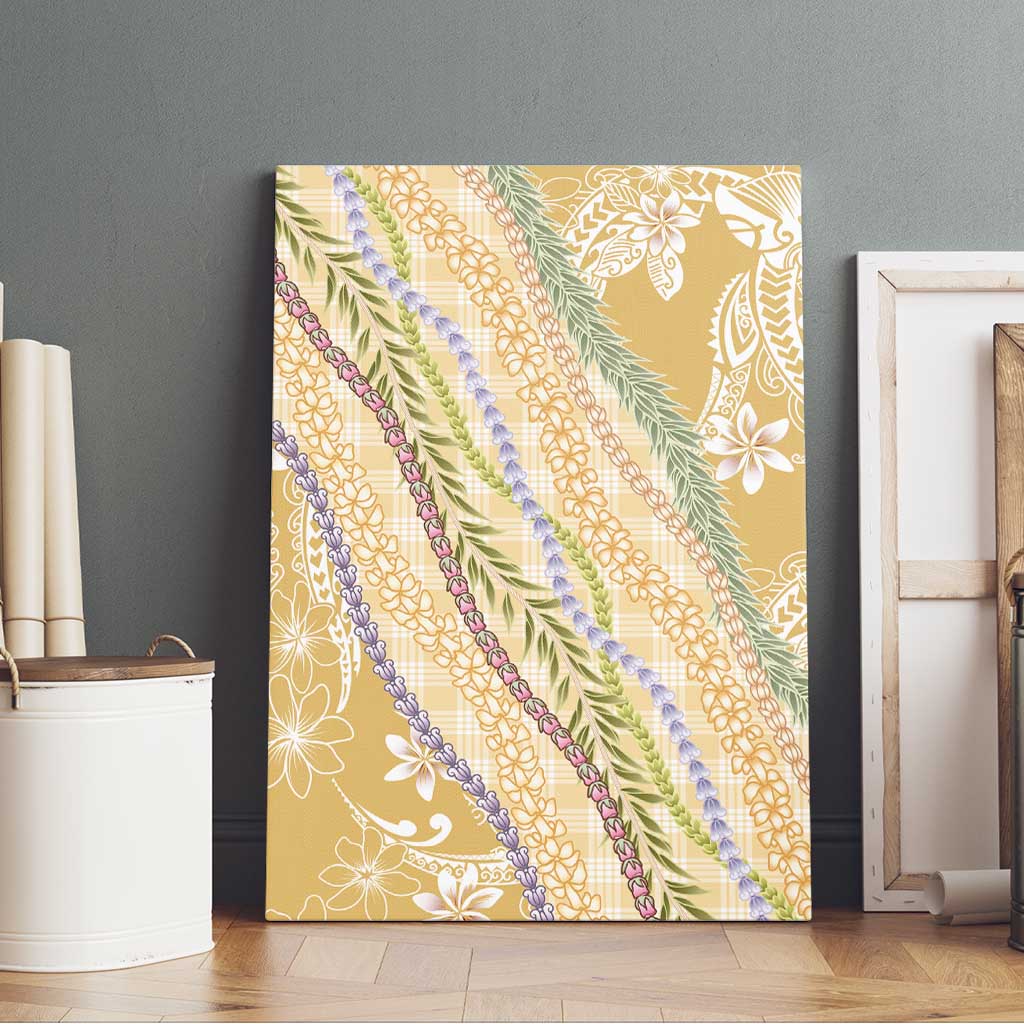 Yellow Palaka Hawaii Leis Canvas Wall Art Hawaiian-plaid Elegant Tropical Vibes - Polynesian Pride