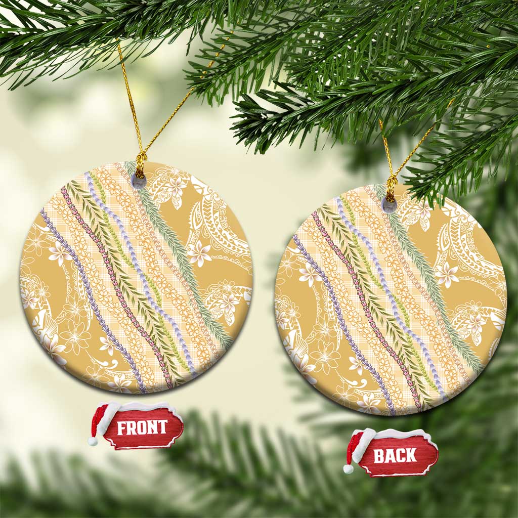 Yellow Palaka Hawaii Leis Ceramic Ornament Hawaiian-plaid Elegant Tropical Vibes - Polynesian Pride