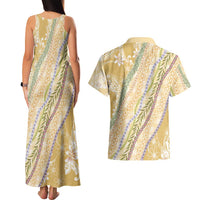 Yellow Palaka Hawaii Leis Couples Matching Tank Maxi Dress and Hawaiian Shirt Hawaiian-plaid Elegant Tropical Vibes - Polynesian Pride
