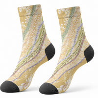 Yellow Palaka Hawaii Leis Crew Socks Hawaiian-plaid Elegant Tropical Vibes LT14 - Polynesian Pride